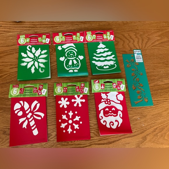 Plaid Mini Christmas Stencils Lot Of 6 Santa Snowman’s Snowflakes Candy Canes - Picture 1 of 8